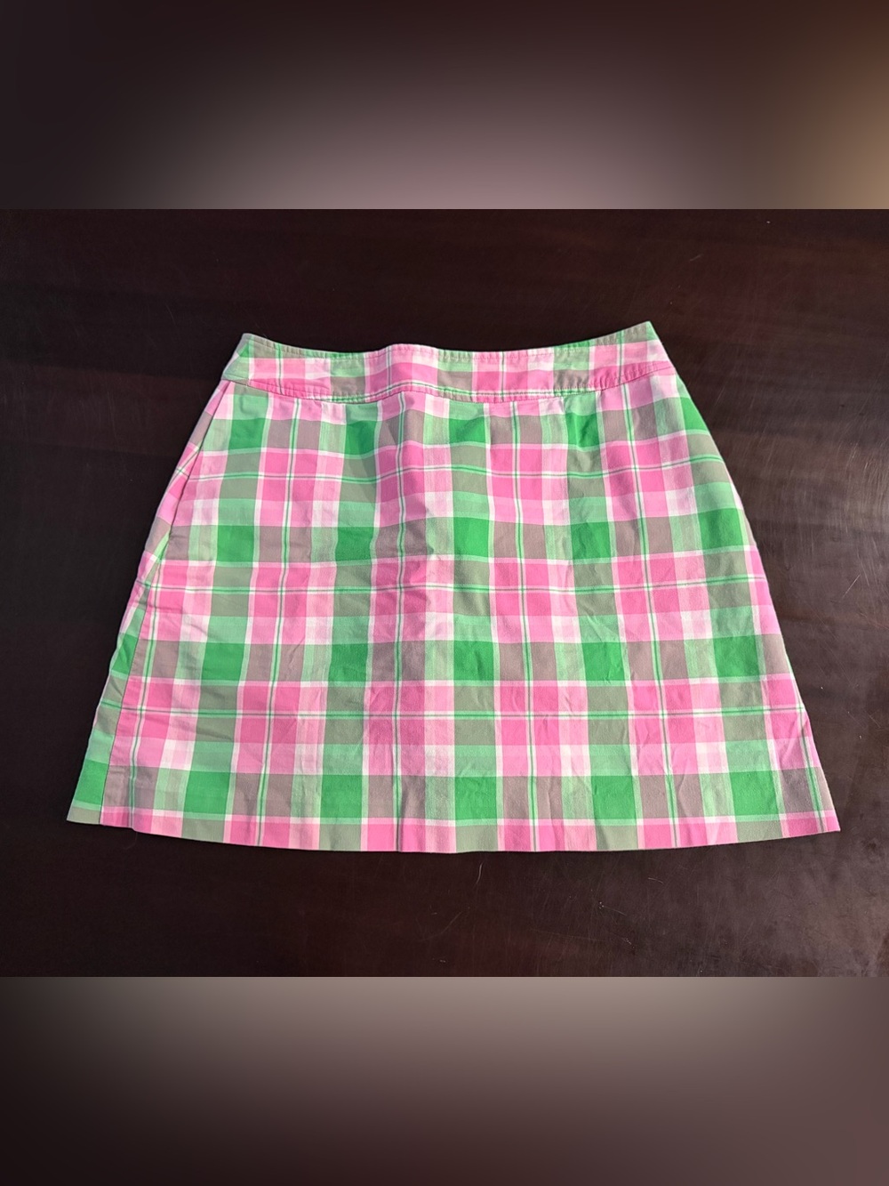 Lilly Pulitzer Pink and Green Plaid Mini Skirt